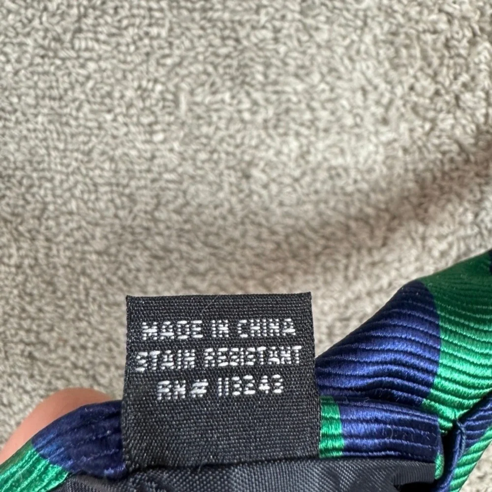 The Tie Bar Mens Silk Necktie Navy Blue Green Diagonal Striped Ribbed Silk Tie